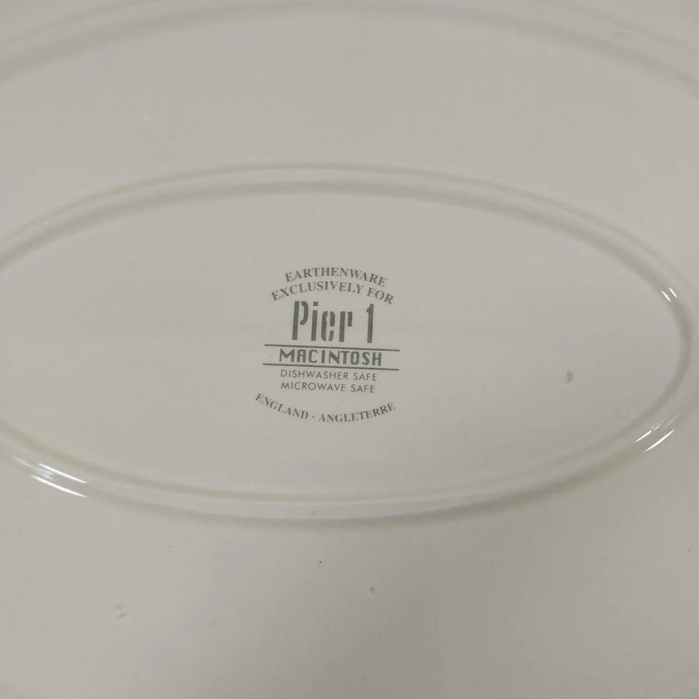 VTG Pier 1 Macintosh Platter Tray Oval 14 x 11 Fruit‎ Pattern England Angleterre